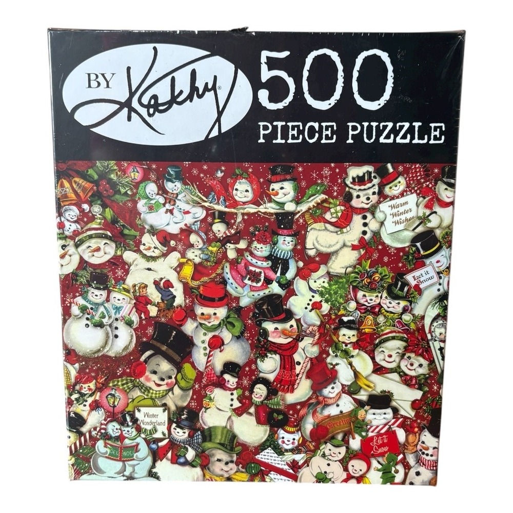 By Kathy 500 Piece Puzzle Winter Wonderland Snowmen Vintage Style Sealed‎ New